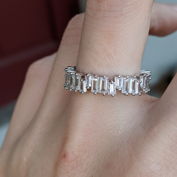 🆕S925-White Sapphire & White CZ Eternity Ring 8 - Picture 5 of 12